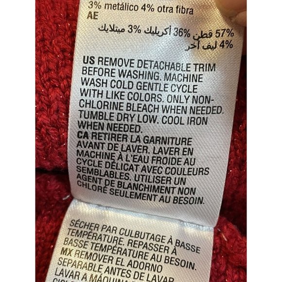 JM Collection Sweater Jacket Women Size Small Petite Red Sparkles Cotton Blend - Picture 9 of 12